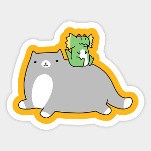 Blue Cat and Green Dilophosaurus Sticker